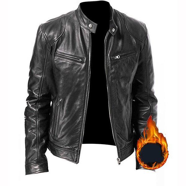 Motorcycle Jacket Man Casual Fashion Coat Slim Fit Lapel Jackets Autumn Winter Pur Coat