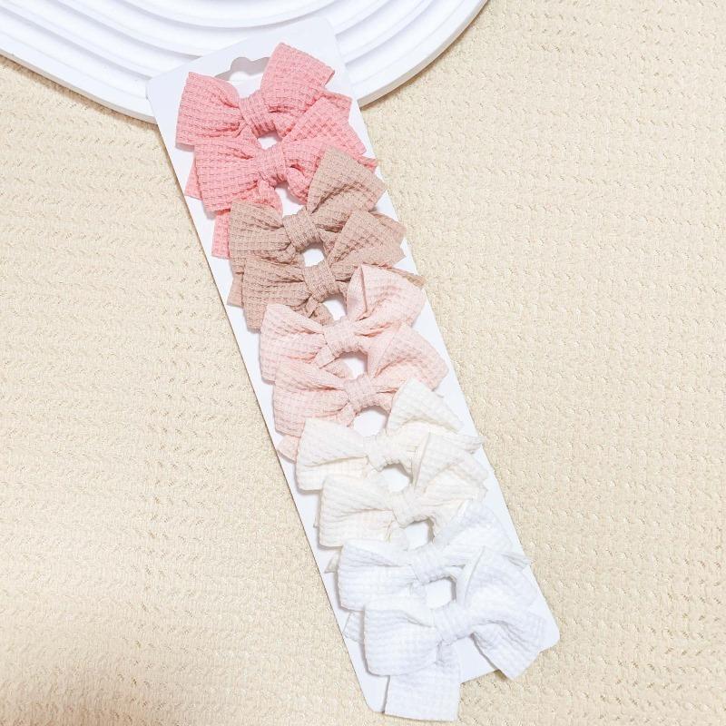 6/10Pcs Sweet Cute Solid Ribbon Bowknot Hair Clips for Baby Girls Handmade Bows Hairpins Barrettes Headwear Kids Hair Accessories