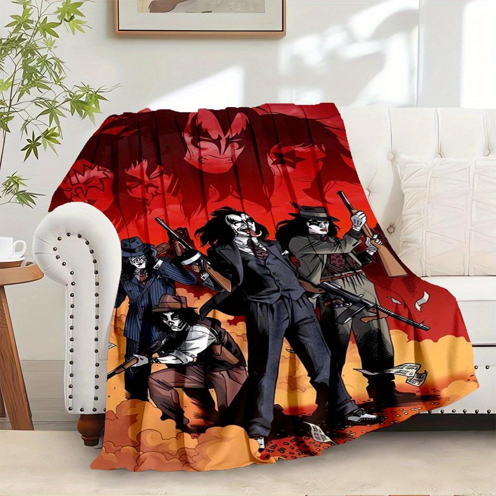 1pc KISS Printed Flannel Blanket, Super Soft Plush  Bed Cover, Four Seasons Quilt for Sofa, Bed, Office,23 80cm x 120cm