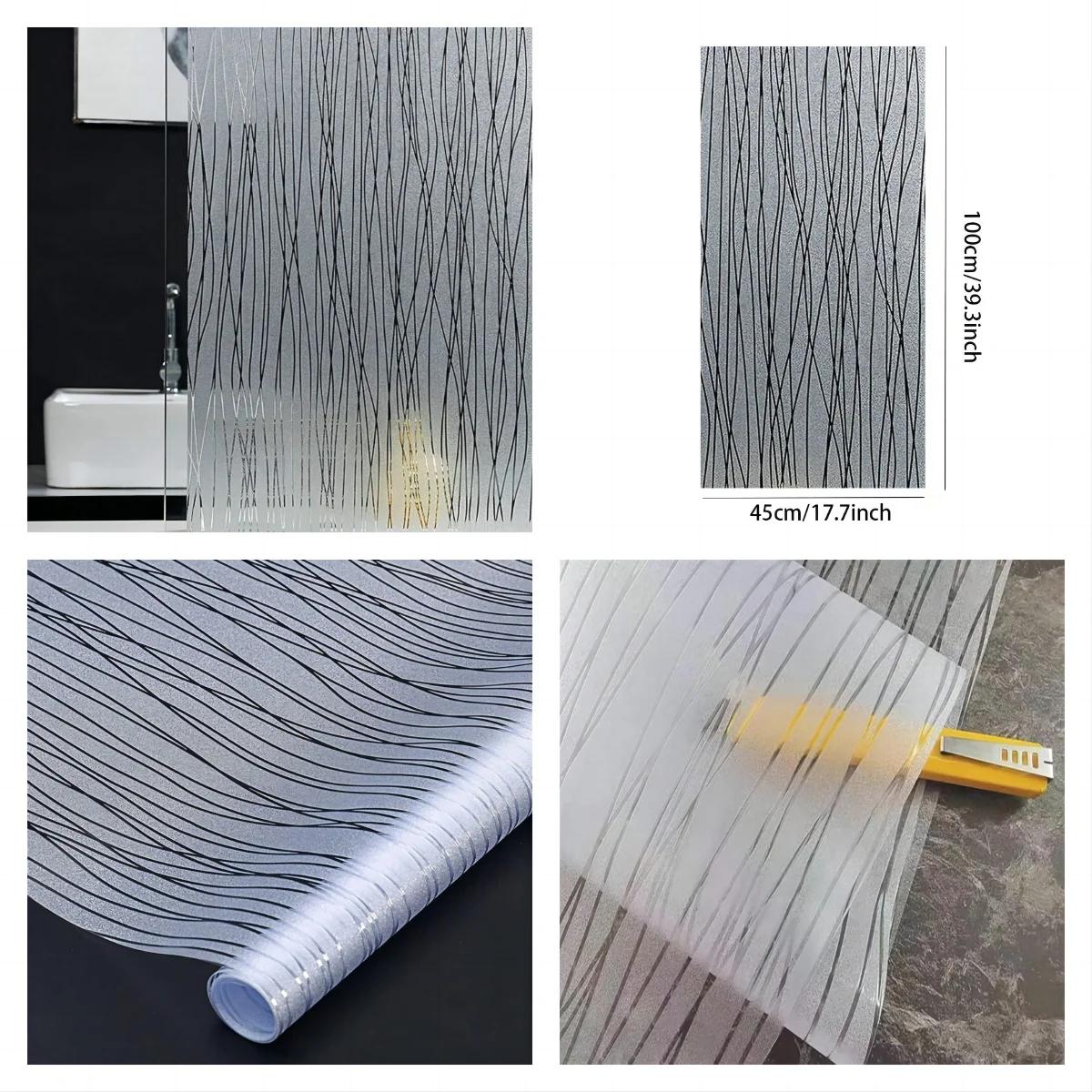 

Матовая оконная пленка для приватности стеклянных окон с полосатыми узорами Матовая самоклеящаяся стеклянная пленка для домашнего офиса 30x100cm