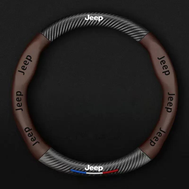 For Jeep Car Steering Wheel Cover Breathable Anti Slip Auto Decoration For Jeep Grand Cherokee Wk2 Wrangler Lanyard Gladiator