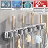 Handun Adhesive Wall-Mounted Mop & Broom Holder