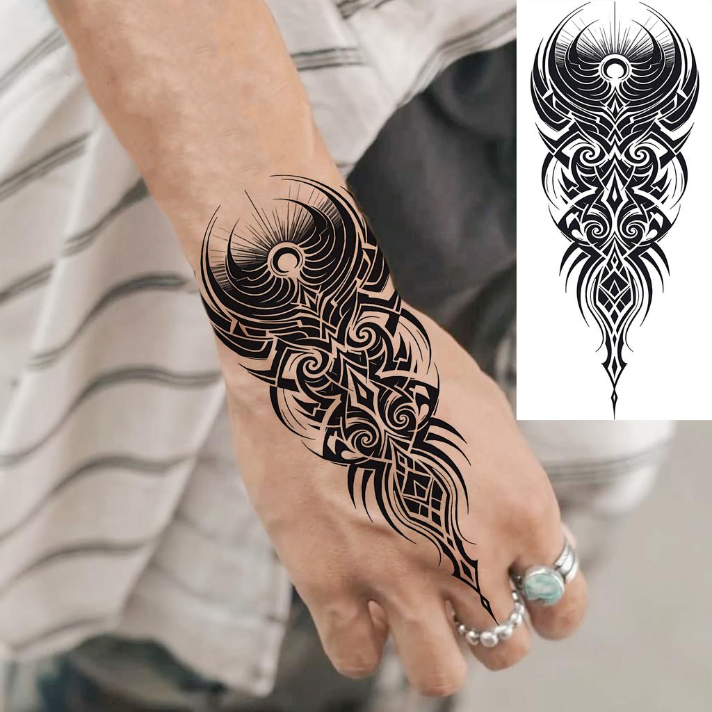 1 Foglio Tatuaggi Temporanei Vichingo Maori Drago Totem per Uomo Avambraccio Collo, Adesivi Tatuaggio Finti Temporanei Impermeabili Tatuaggi Realistici