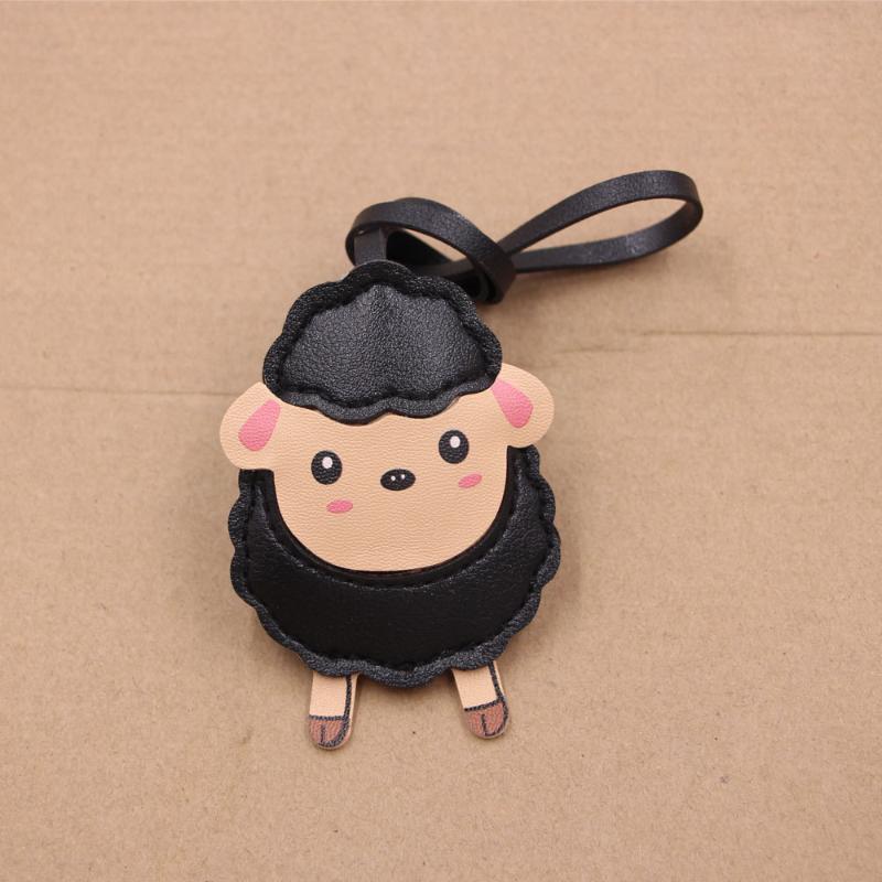 Cute Cartoon Sheep Shaped Bag Charm Waterproof PU Leather Pendant for Backpacks Handbags Keys Party Decor Accessory