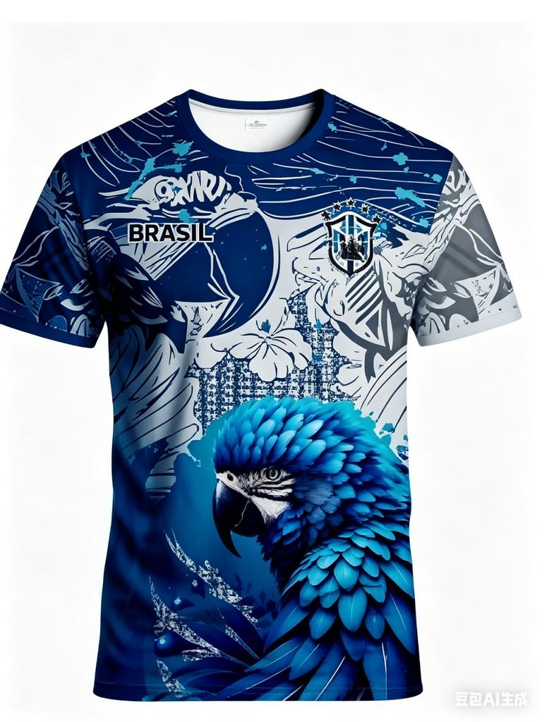 Brazilian Football Fan Art Graphic Men's T-shirt, Football Jersey, Outdoor Sports and Fitness, Casual fashionChildren's Gifts