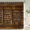 3D-gedruckte Badezimmergardinen Nordischer Retro-Stil Bücherregal Duschvorhang mit Haken Heimdekoration Wasserdichtes Gewebe Duschwand