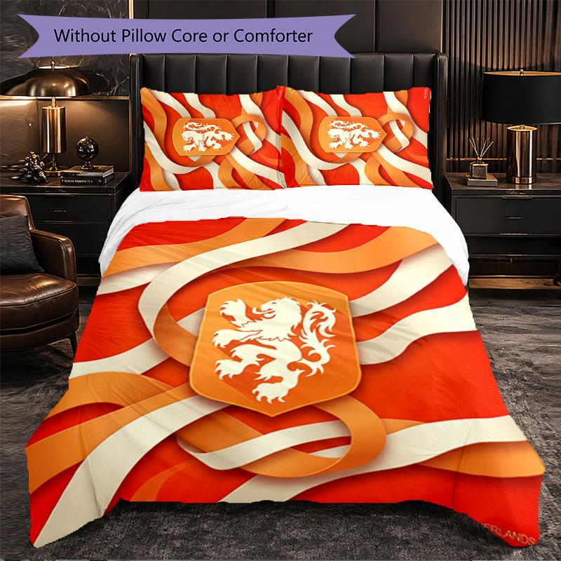 Set Biancheria da Letto 3 Pezzi con Motivo Calcio Olandese Morbida Copripiumino in Microfibra con Federe per Camera da Letto