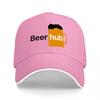 Beer Hub Logo Baseball Cap Black Hat with Orange Mug Design for Beer Lovers Casual Wear Style