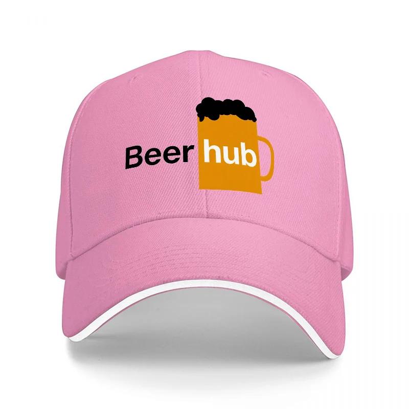 Beer Hub Logo Baseball Cap Black Hat with Orange Mug Design for Beer Lovers Casual Wear Style
