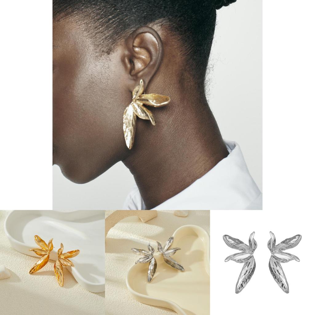 Chic European Style Floral Leaf Earrings In Premium Alloy For Fashionable Ladies