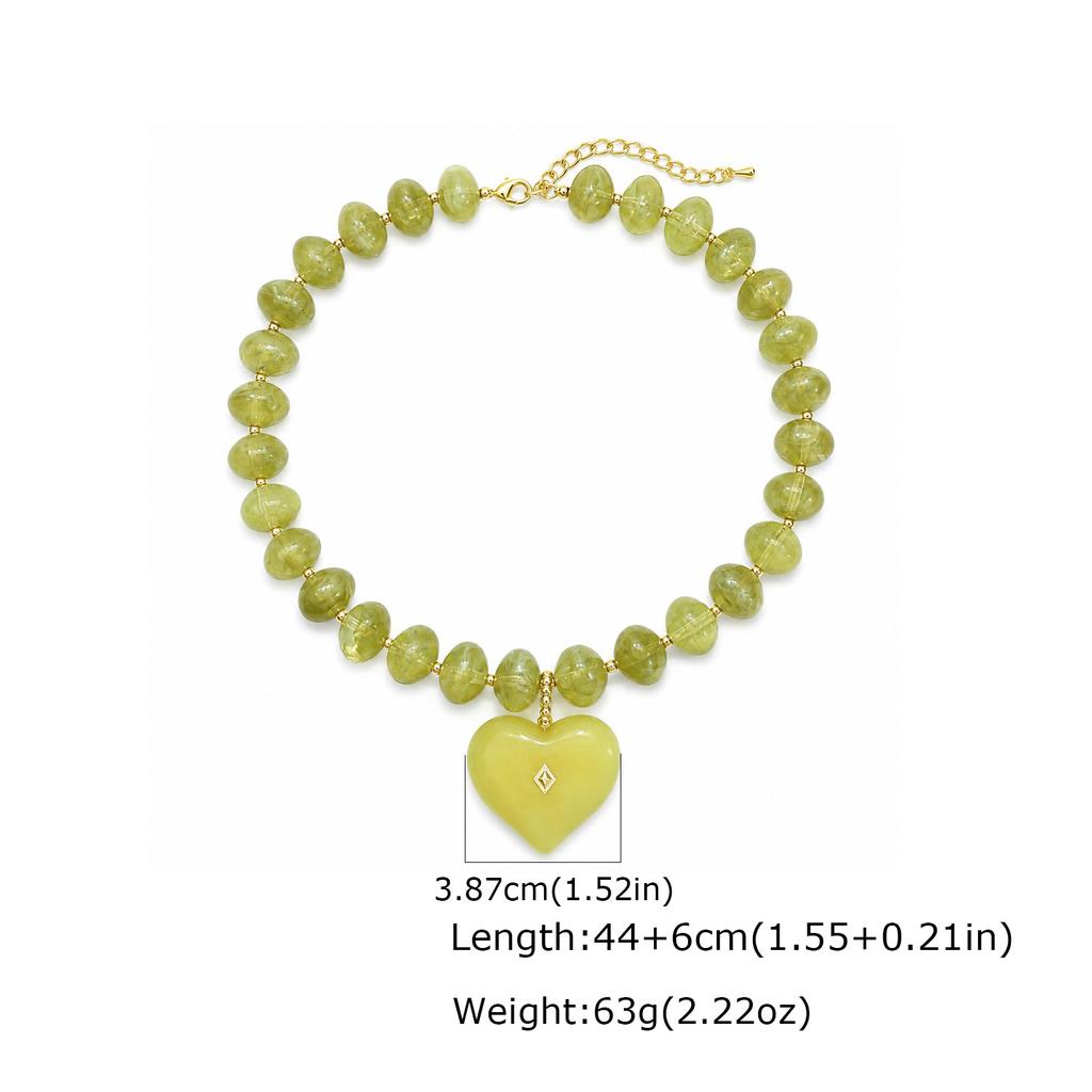 Collana girocollo alla moda con ciondolo a forma di cuore grande esagerato e catena colorata con perline per donna, dichiarazione di personalità, gioielli Y2K, regalo