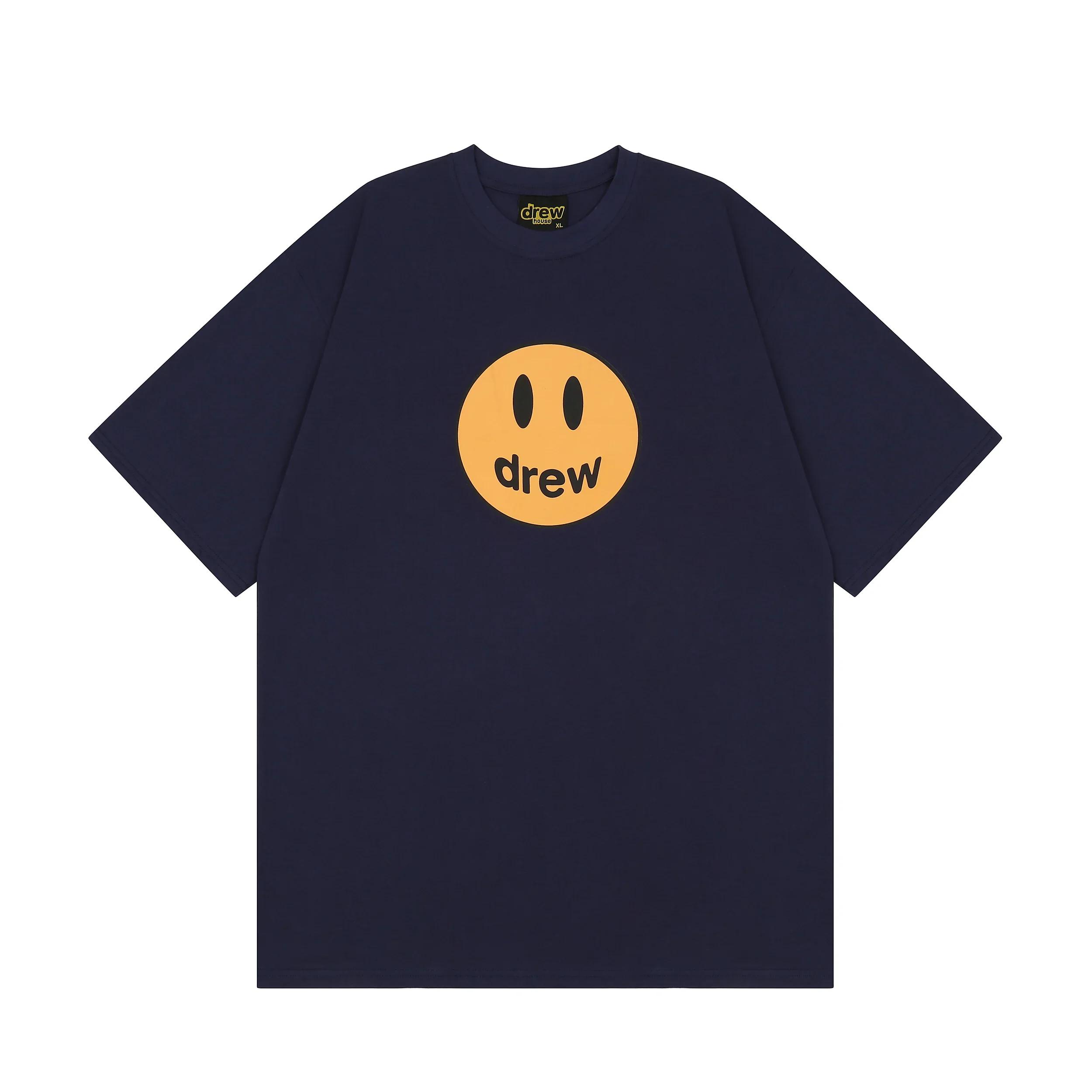 

Бренд Drewhouse Drew Унісекс Футболка Зі Смайликом Принт Короткий Рукав Бавовна Для Пари Американський Вуличний Футболка Топ Оверсайз 3XL