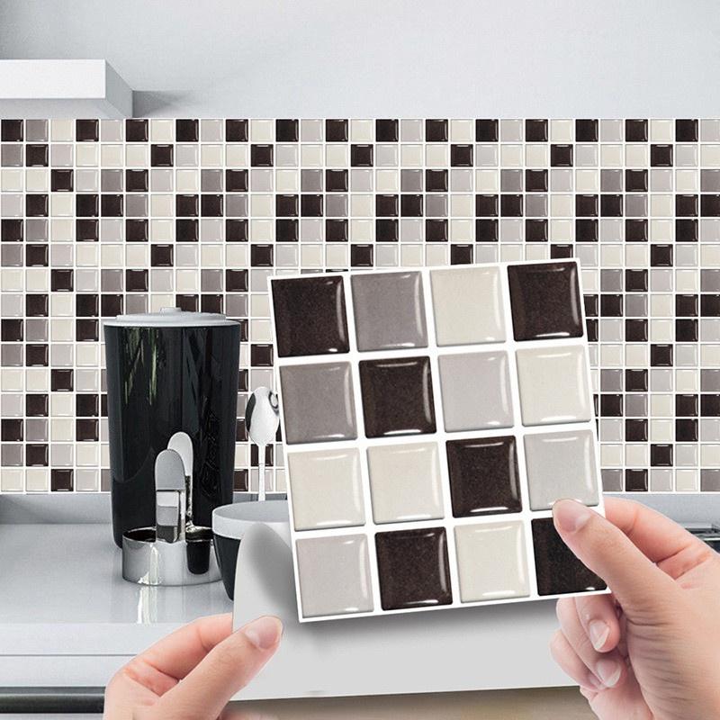 10 pezzi Adesivi per piastrelle in gel per cucina e bagno Adesivi per mosaico autoadesivi Carta da parati in mattoni di vetro creativi