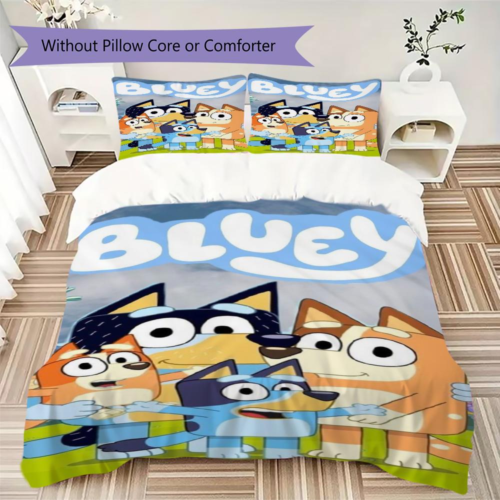 Bluey Warm Family Life Threepiece Set 1 Duvet Cover 2 Pillowcase Without Core Without Core Bedding Set Soft And Comfortable