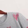 GMXIA Love Heart Print T-shirt Summer New Street Trend Hand-painted Love Heart Print Short-sleeved T-shirt