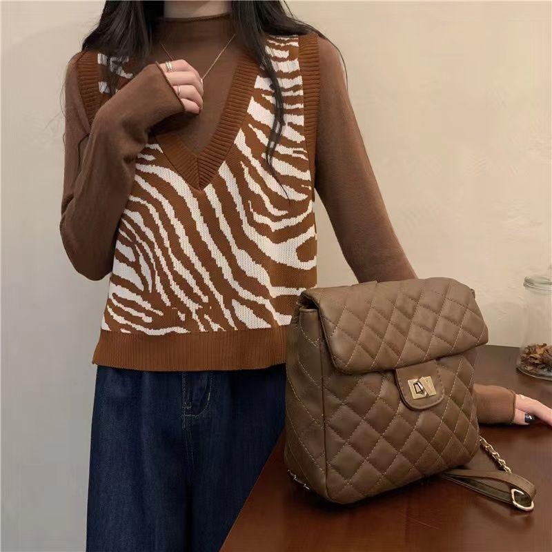 Retro Zebra Sweater Vest Women 2023 Spring and Autumn Korean Version Foreigner Loose Sweater Tank Knitted Vest Pullover Female