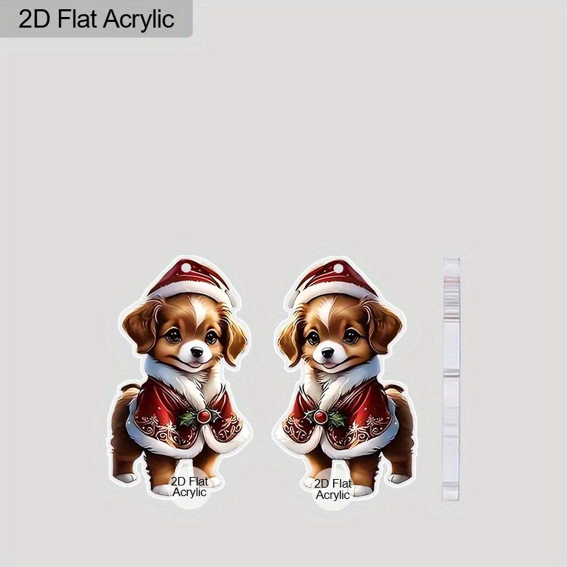 2D Flat Cute Christmas Dog Earrings Dangle Jewelry for Girls Women Gifts Charms