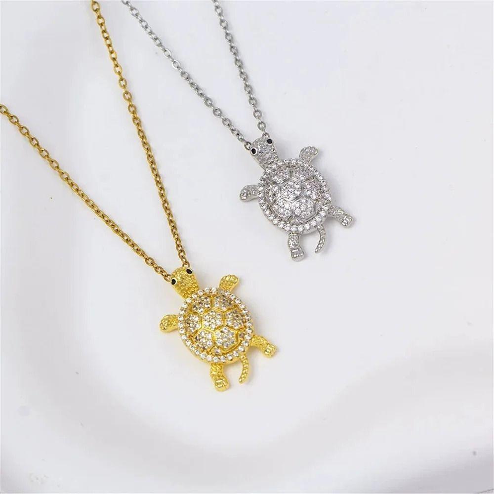 Silver Color Turtle Pendant Necklace Copper Necklace Fashion Collarbone Chain  Women