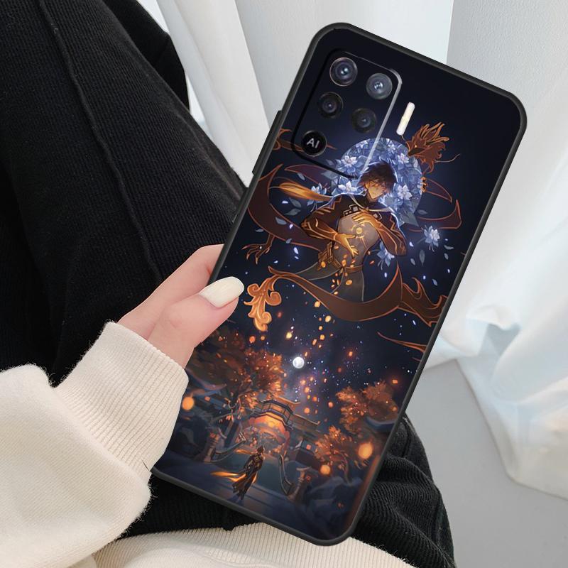 Genshin Impact Case For OPPO A54 A74 A94 A83 A91 A93 A5 A9 A31 A53 2020 A15 A52 A72 Find X5 X3 Pro Cover