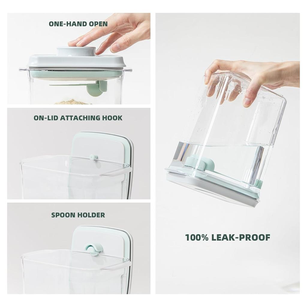 One-Push Formula Container, 2300ml Formula Dispenser with Scoop and Scraper, Milk Powder Container with Lids