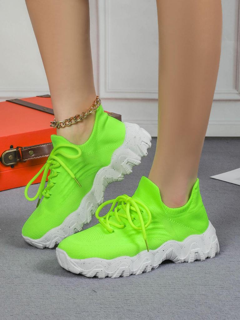 Fashion Spring Pink Casual Shoes Woman Breathable Knitted Sneakers for Women Shoes Thick Sole Ladies Shoes Platform Sock Sneakers