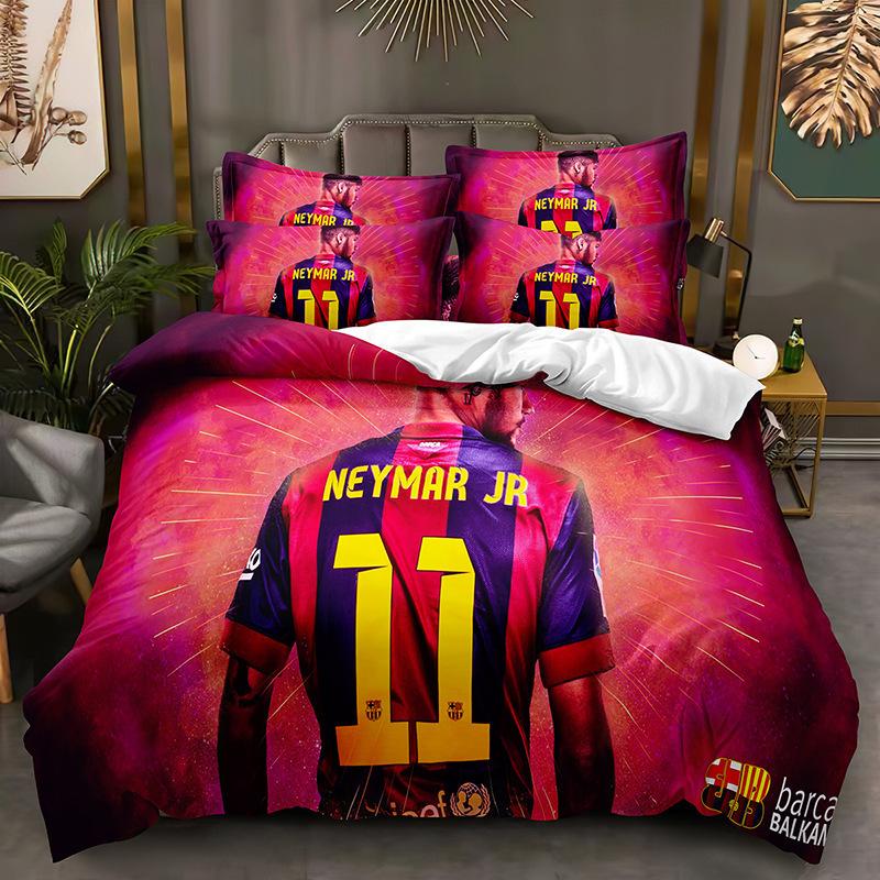Football Printing Quilt Cover Pillowcase 3D Digital Printing Three-Piece Set