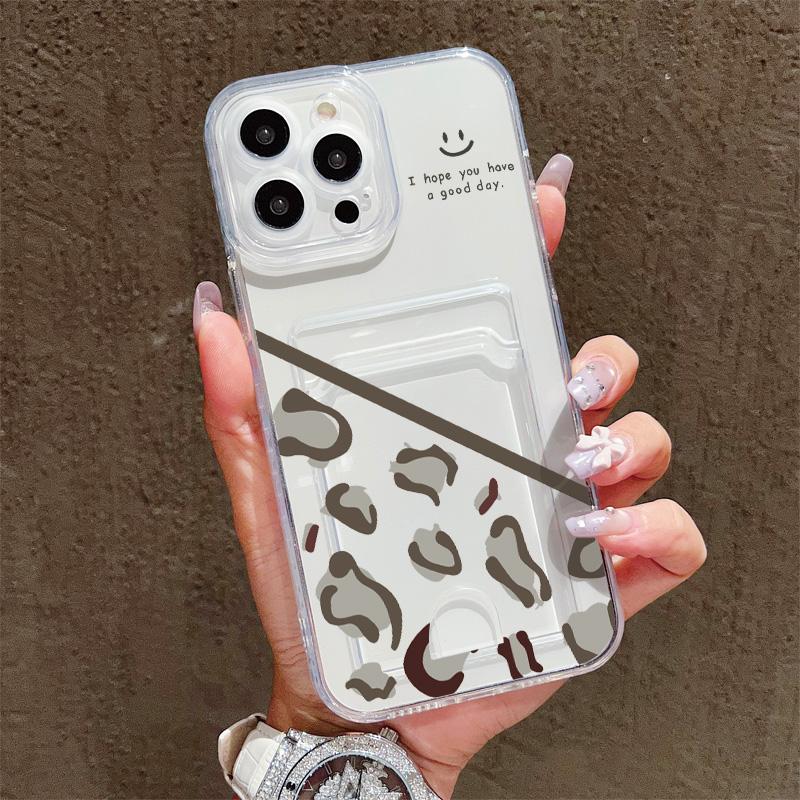 Card Slot Holder Silicone Wallet Pocket Case For Oppo A38 A58 A60 A78 Vivo V27E V27 Pro Samsung A06 A16 A36 A56 Redmi Note 13 Cover Clear Phone Bumper