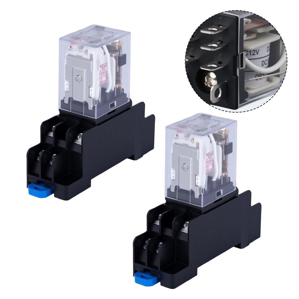 2pcs 8pin 24V DC electromagnetic relay with LED indicator and socket base for industrial equipment and household appliances