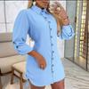 Women's Autumn Fashion Long Sleeve Color Side Drawstring Dress