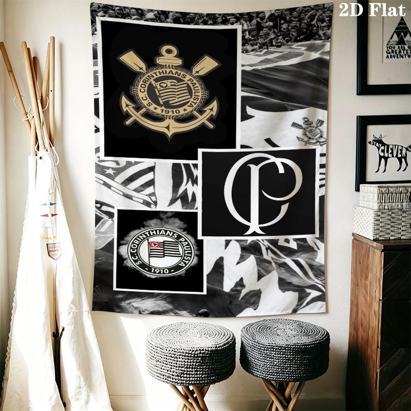 Corinthians Paulista Wall Tapestry Aesthetic Wall Hanging Printed Fabric Blanket Decorative Tapestries for Bedroom Living Room Home Decor