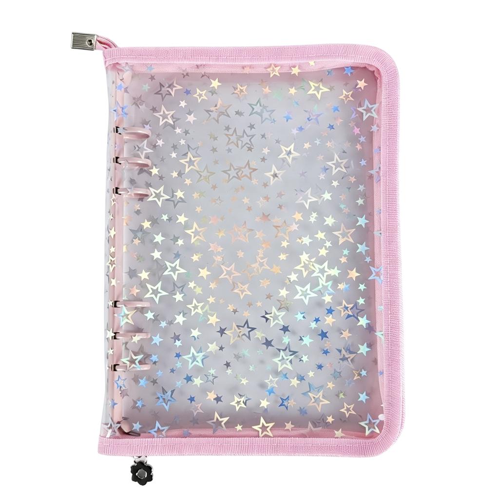 6-Hole Album Storage Binder with Zipper Sticker Storage Organizer Water Resist for Storing Postcards Photos Ticket Stubs