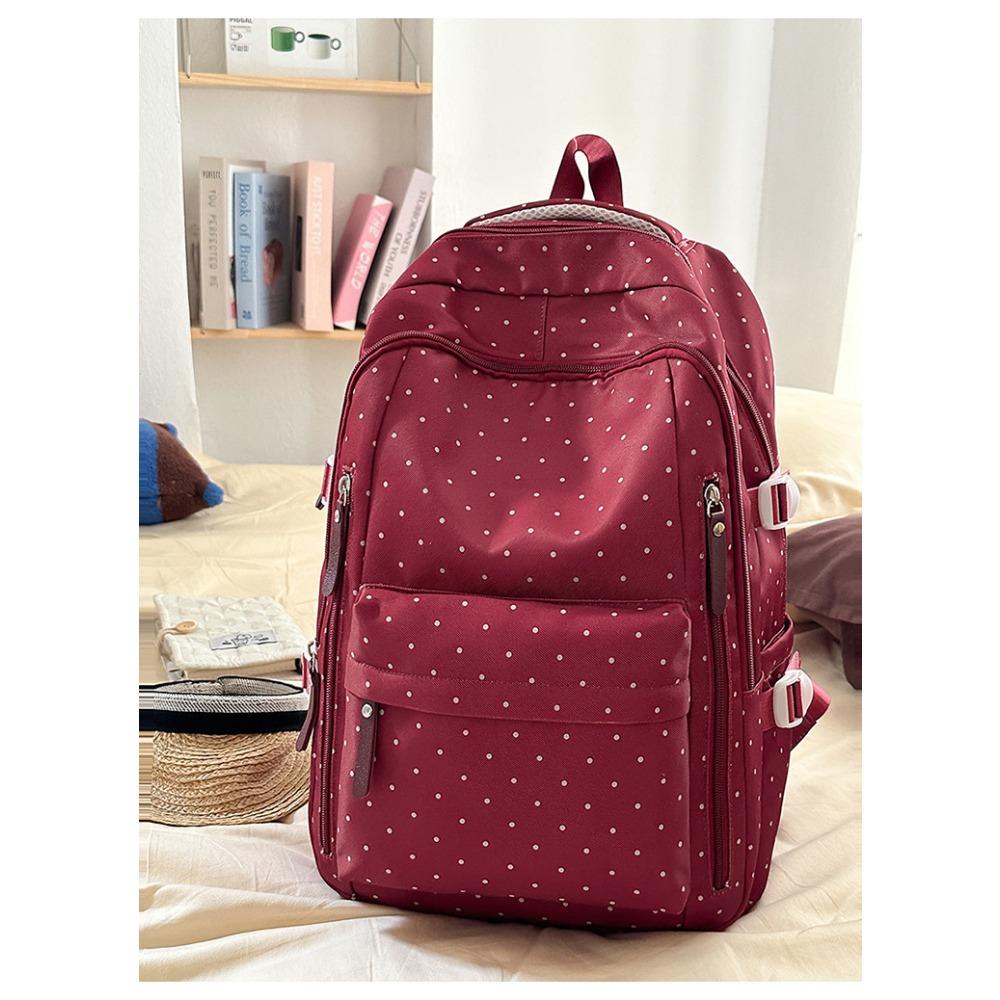 Новый школьный рюкзак женский университет старшая школа средняя школа рюкзак большая вместимость легкий простой в горошек студенческий стиль красный