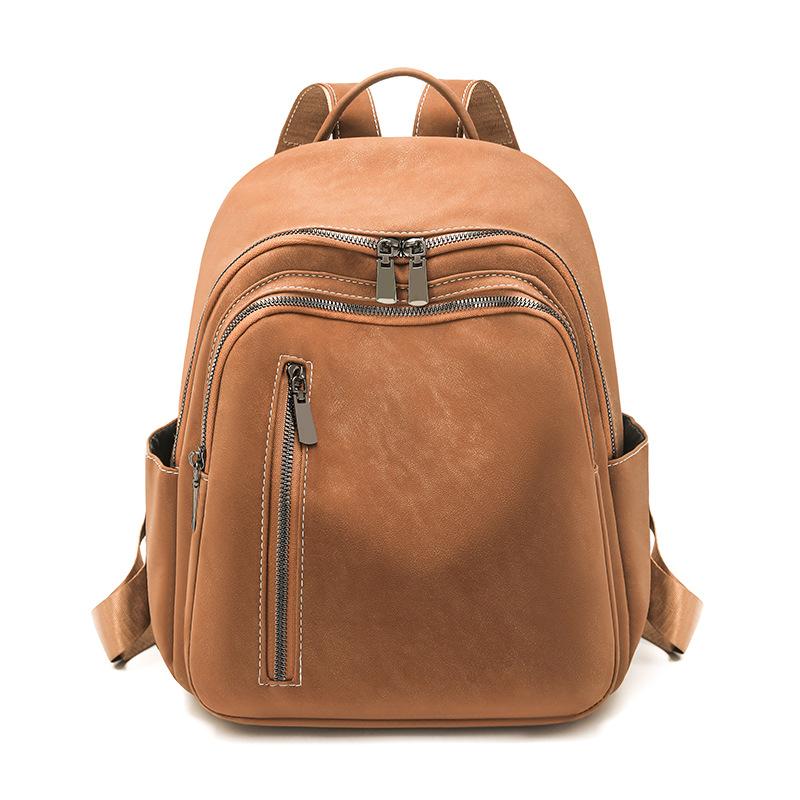 Fashion Wommen Backpack Pu Solid Color Travel Backpack Student Schoolbag