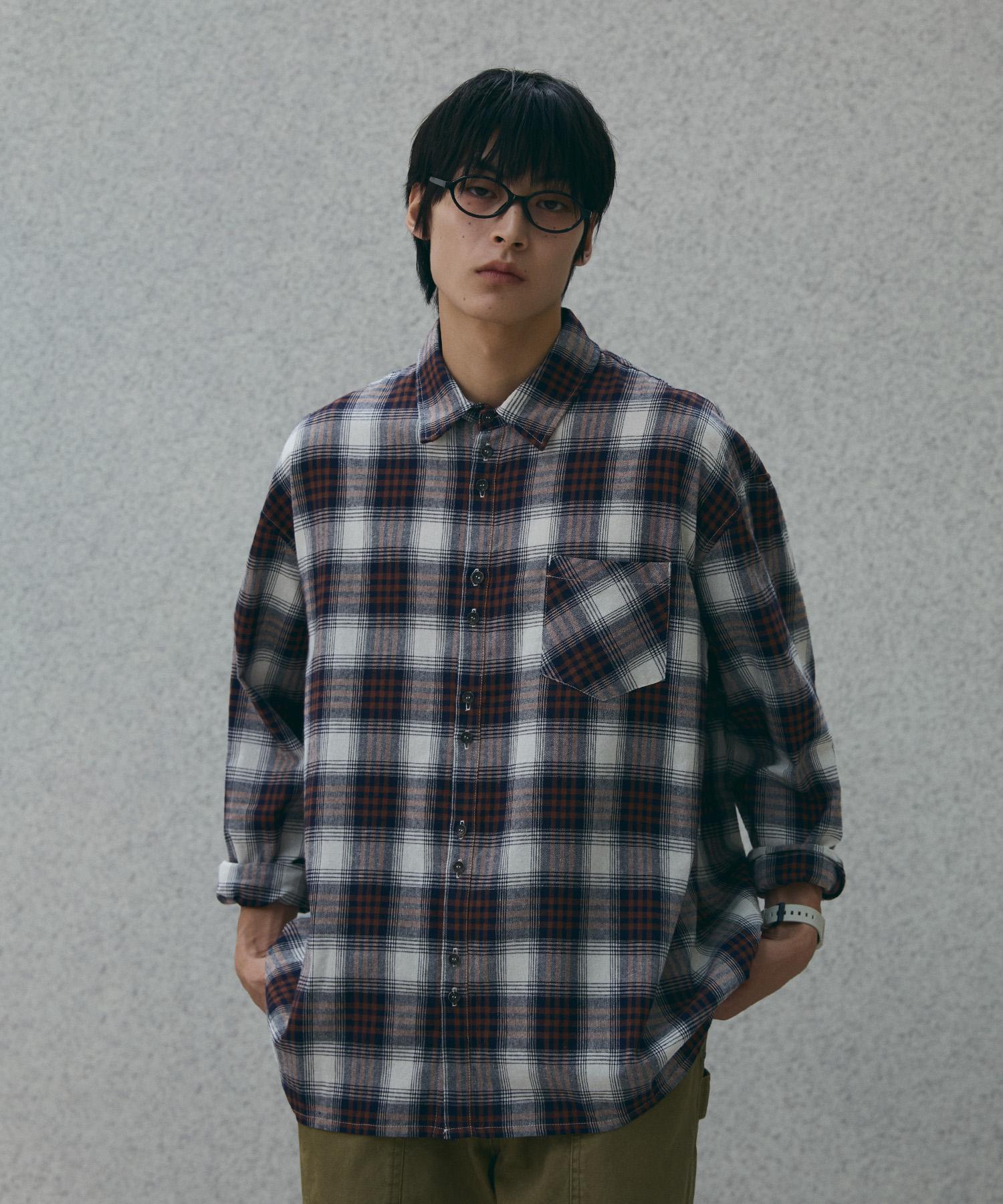 Divine Distance Double Button Check Shirt [Navy] M