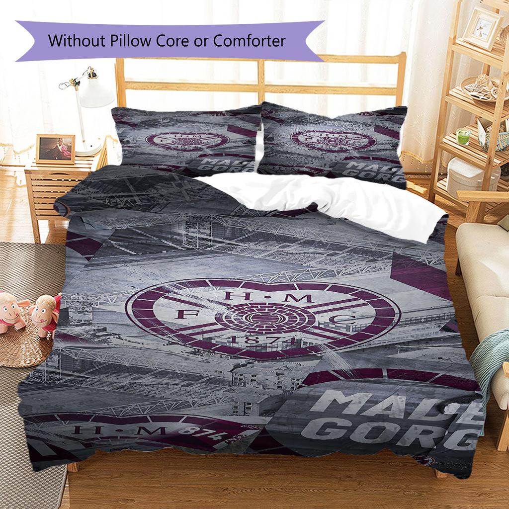 Heart of Midlothian Football Club Pattern Bedding,Quilt Set Quilt Cover Pillowcase Home Birthday Gift(1 * Duvet Cover + 2 * Pillowcase, Without Core)