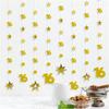 Gold 16th Birthday Decorations for Girls, 8 PCS Number 16 Circle Dot 3D Star Metallic Hanging Streamer Happy 16 Year Old Birthday Banner Backdrop