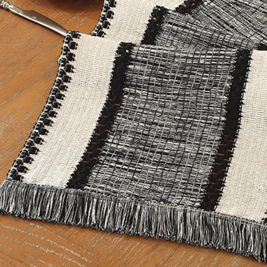 Boho Table Runner Color Block Table Runner with Tassels Farmhouse Table Runner for Kitchen Dining Table Dresser Home Decor