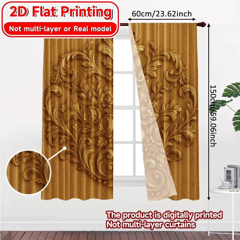 2D Flat Printing  2pcs Elegant Drapery(1) Modern Modern Curtains Versatile 100% Polyester Curtains Decorations Inside Perfect for