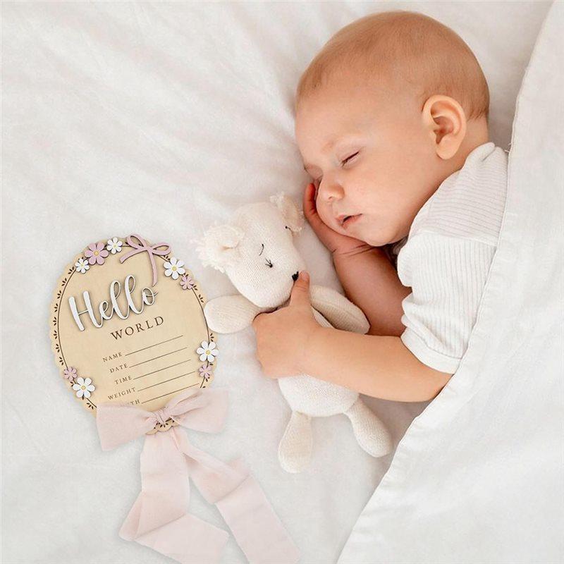 Fresh Wooden Name Plaque Baby Announcement Sign For Newborn Photoshoot, Baby Shower, Stat For Birth