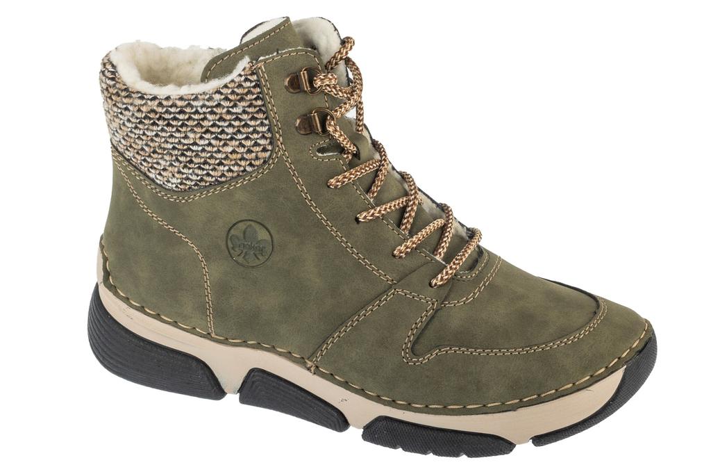 Rieker Booties, Womens green Lace-up shoes