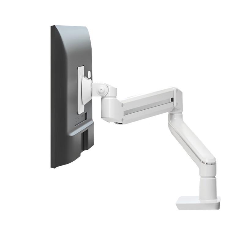 Adjustable Height Single Arm Laptop & Monitor Desk Stand White Single Arm | Desk Clamp + Grommet