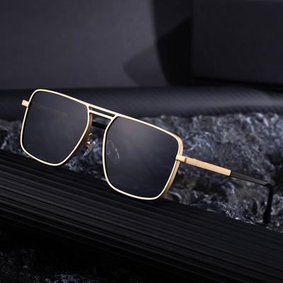 Occhiali da sole a scatola con doppio ponte retrò da uomo Occhiali alla moda di alta gamma per uomo Guida