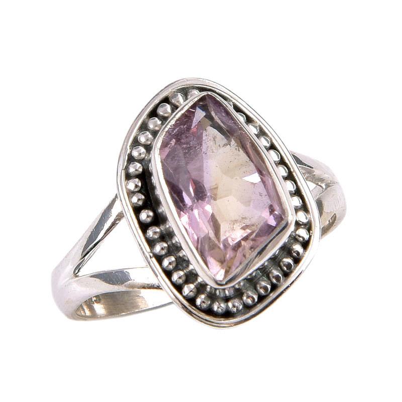 Natural Ametrine Gemstone Handmade 925 Solid Silver Jewelry Ring Size 7.5 g6d96