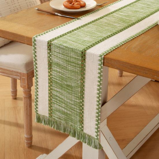 Boho Table Runner Color Block Table Runner with Tassels Farmhouse Table Runner for Kitchen Dining Table Dresser Home Decor