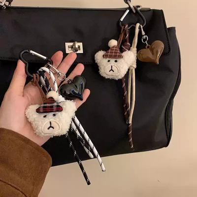 Cartoon Plush Bear Keychain Pendant Creative Climbing Rope Keyring Cute Plush Key Holder Bag Pendant For Girl Women Gifts