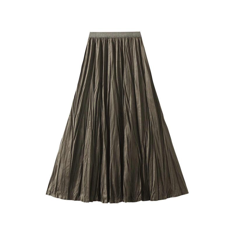 Women's Pleated Ruffle Tiered Skirt Midi Long Skirts Elastic High Waisted A Line Skirts for Women Casual Flowy Swing Spring Fall Skirt Travel Outfit