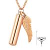 Pendant Necklace Swing-Open Stainless Design Pendant Necklace Steel Angel Wings Pet Hair Keepsakes
