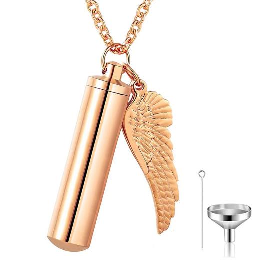 Pendant Necklace Swing-Open Stainless Design Pendant Necklace Steel Angel Wings Pet Hair Keepsakes