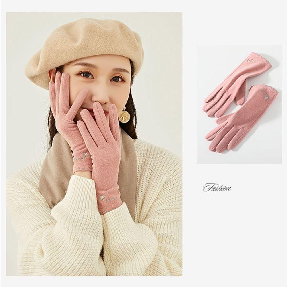 Touchscreen Warm Gloves Thickened Thermal Mittens Fashion Cold Weather Gloves  for Women