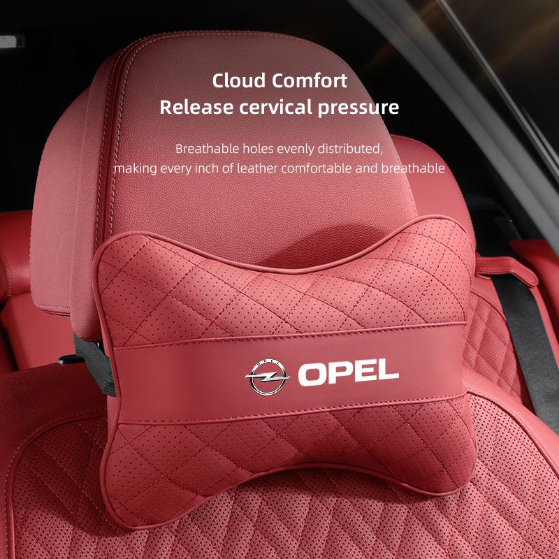 AAEB1 Car Seat Neck Pillow Leather Memory Cotton Headrest For Opel Corsa D Astra Insignia Mokka Adam Cascada Car Interior Head Support